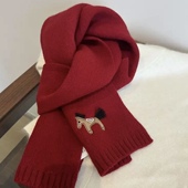 霖霖妈童装 儿童红色围巾2026小马刺绣男童围脖中大童围脖披肩