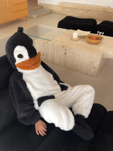 霖霖妈童装儿童企鹅睡衣冬加绒宝宝家居服冬季男童一家三口亲子装