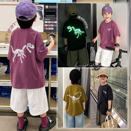 霖霖妈男童夏季恐龙防晒速干T恤