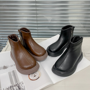 霖霖妈男童鞋子童鞋加绒冬季男宝宝皮靴冬儿童皮鞋高帮小童马丁靴