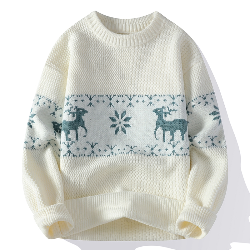 秋冬新款圆领毛衣男女同款青少年高中初中学生情侣针织衫毛线衣服