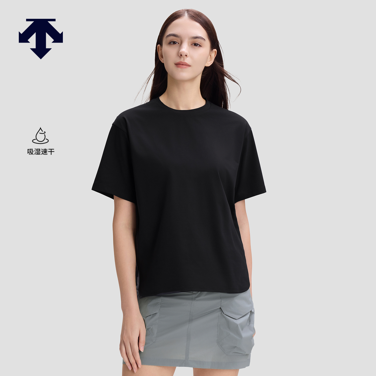 DESCENTE迪桑特BLEU系列都市骑行女士吸湿速干短袖T恤针织衫新品