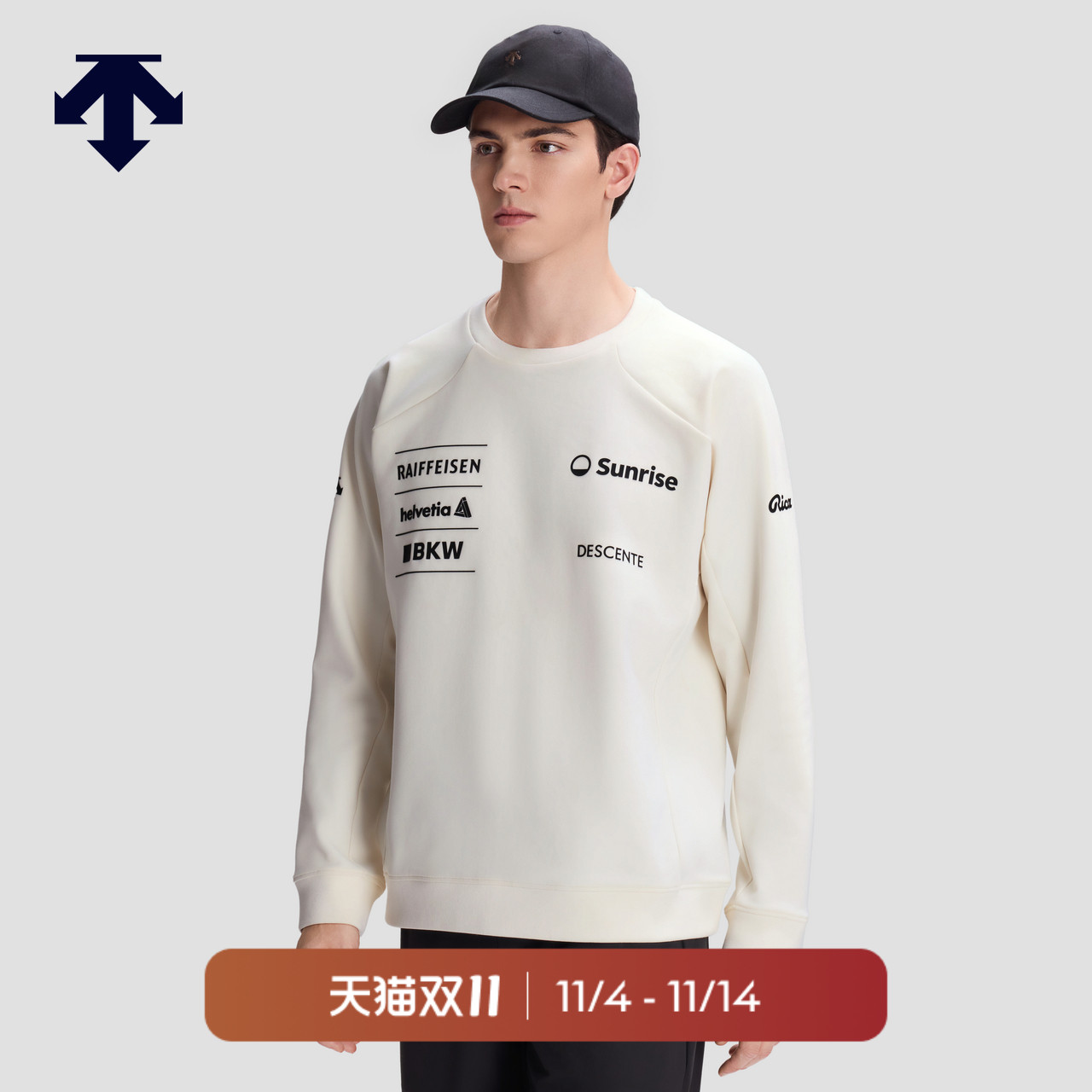 DESCENTE迪桑特SKI STYLE系列运动休闲男亲肤针织套头衫圆领卫衣