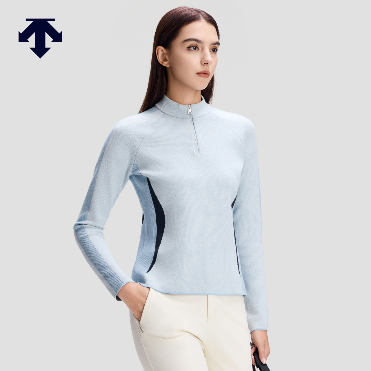 DESCENTE迪桑特WOMEN’S SKI STYLE系列女士半拉链针织套头衫新品