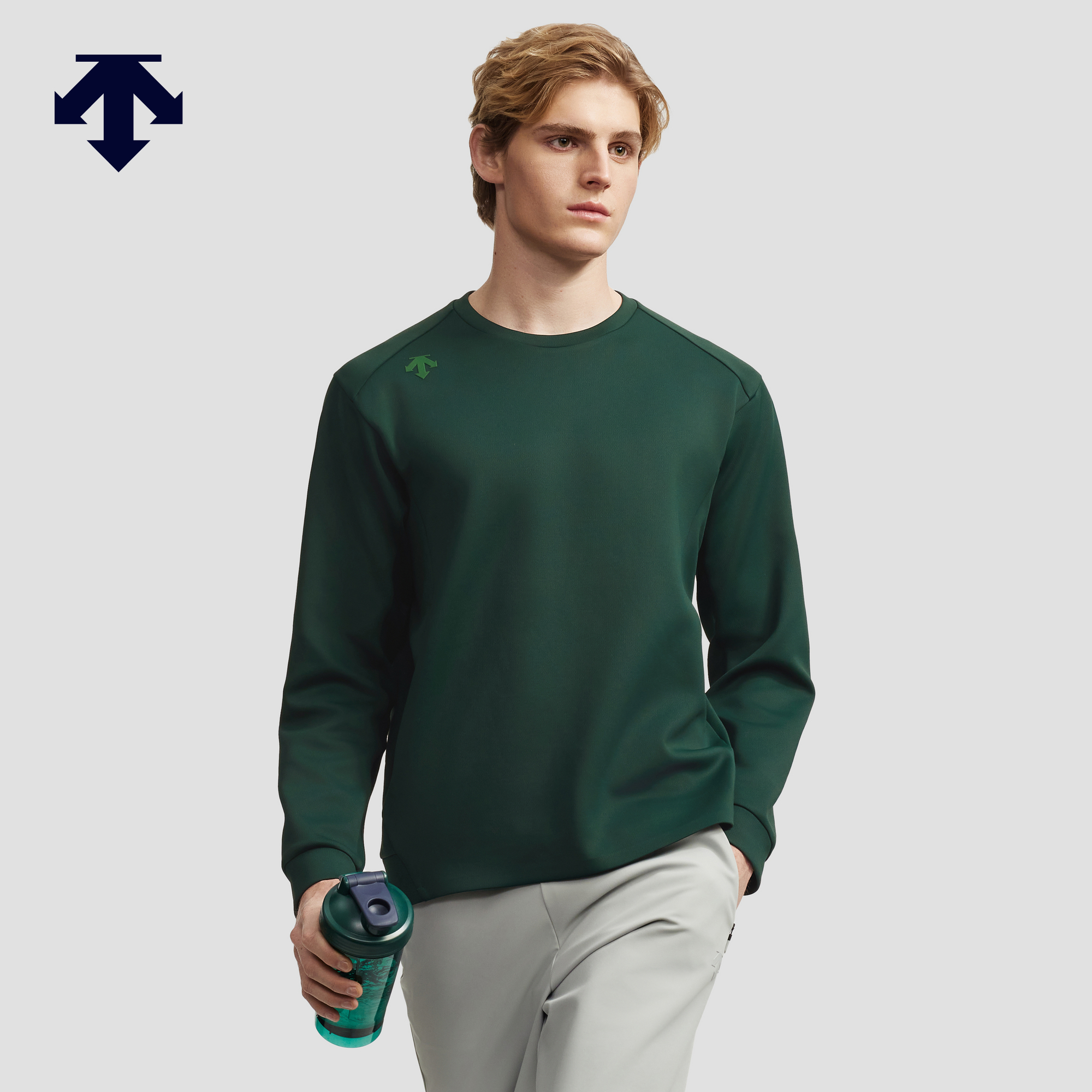 DESCENTE迪桑特TRAINING系列综训运动健身男士亲肤针织卫衣套头衫