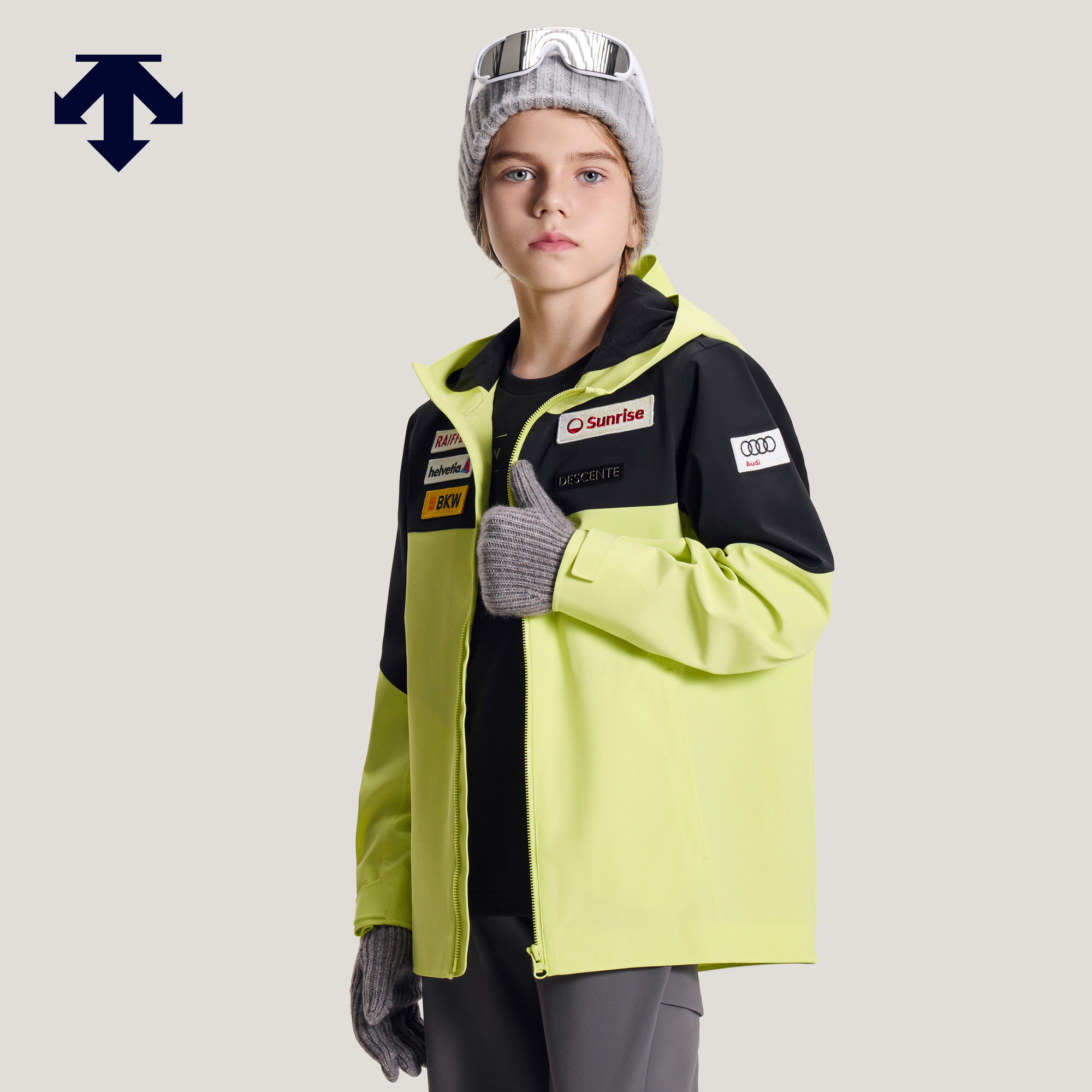 DESCENTE迪桑特 儿童SKI STYLE系列男女童同款梭织上衣