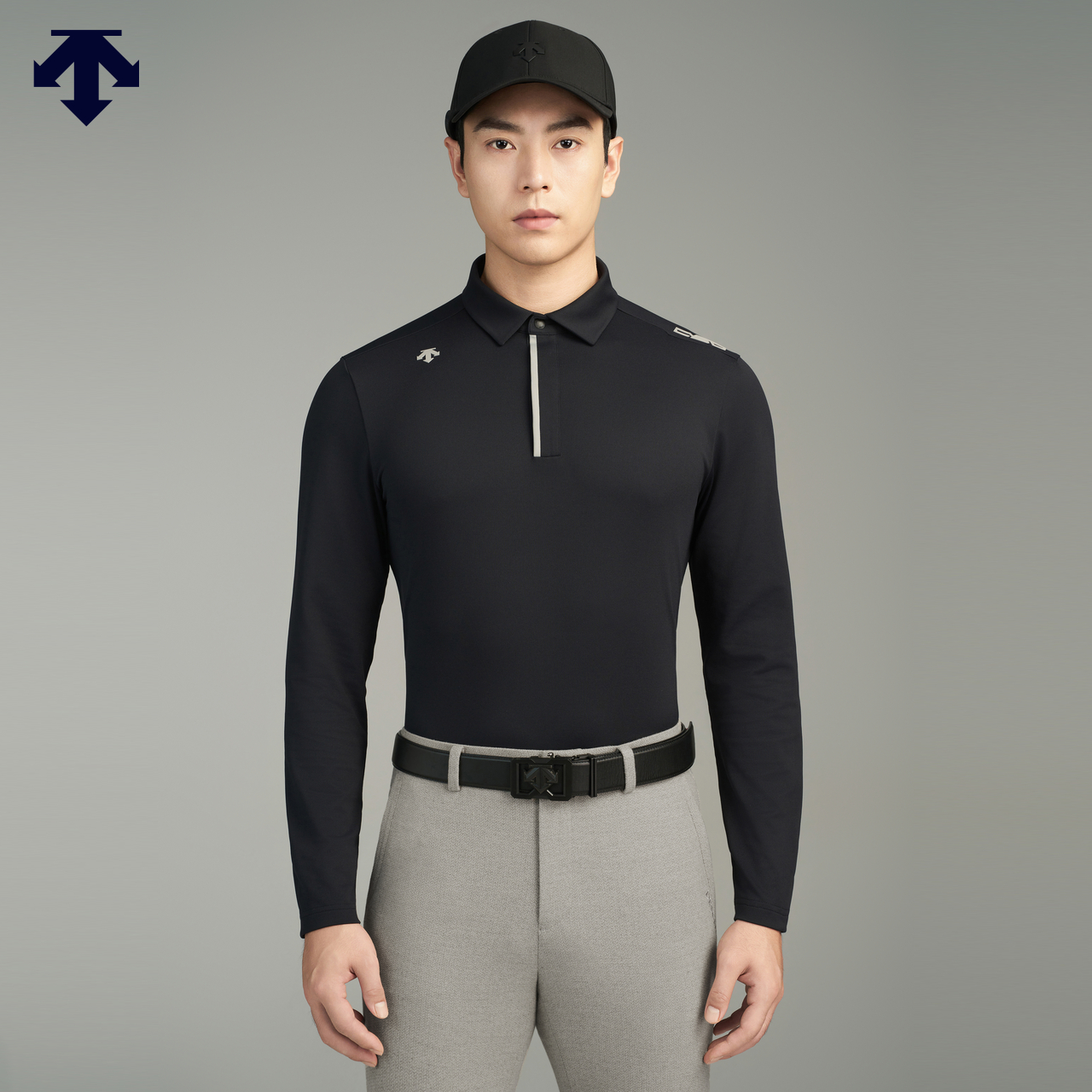 DESCENTEGOLF迪桑特高尔夫男士经典四面弹长袖POLO衫