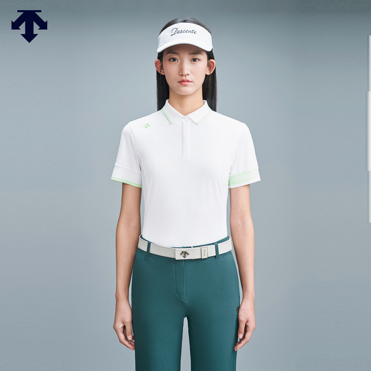 DESCENTEGOLF 迪桑特高尔夫PRO女针织拼接短袖POLO衫