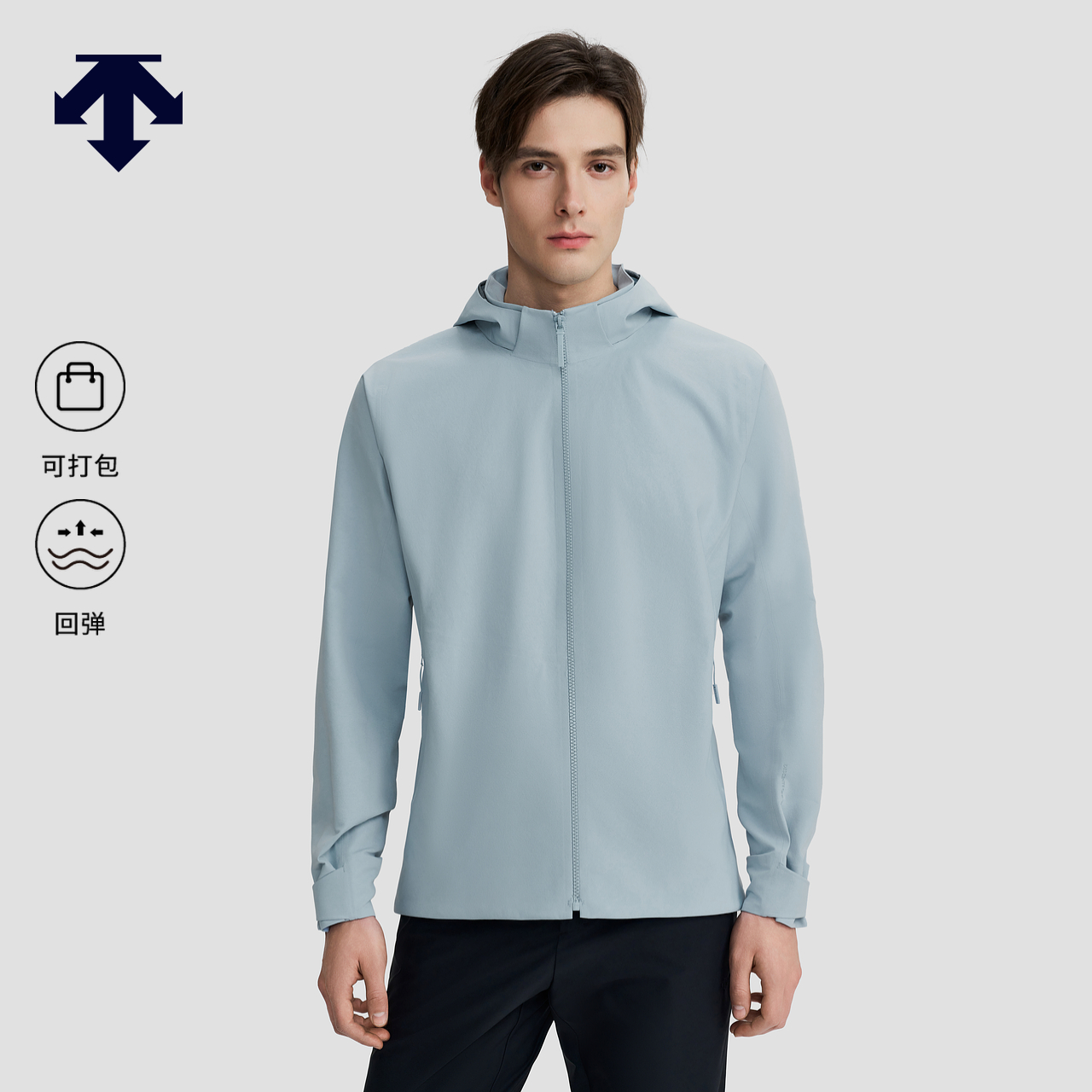 DESCENTE迪桑特DOD一片式版型SOLOTEX男士梭织上衣薄外套