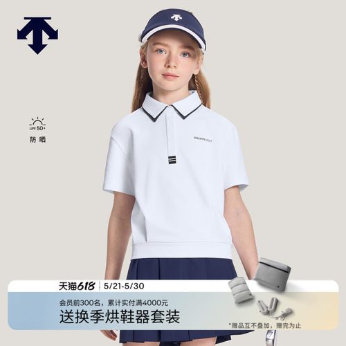DESCENTE迪桑特儿童 GOLF 女童运动短袖POLO