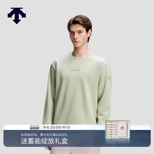 DESCENTE迪桑特SKI STYLE休闲男女同款加绒针织套头衫圆领卫衣