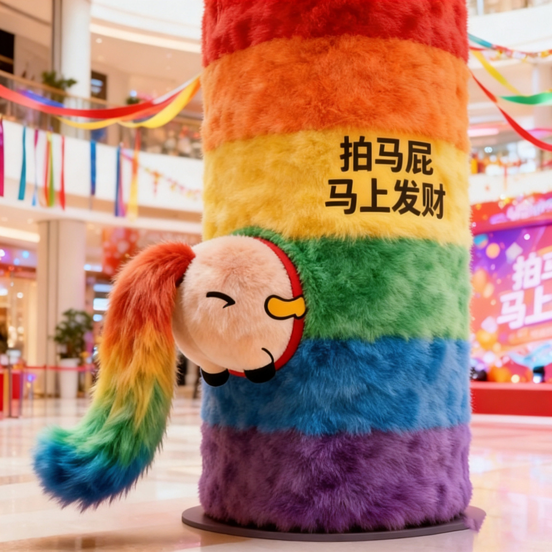 网红互动打卡点新年商场毛绒柱子