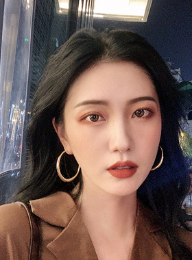 金色加粗圆圈圈复古女冷淡大耳环