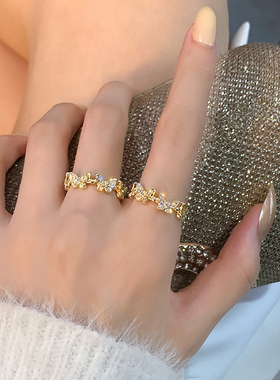 高级感闪钻蝴蝶戒指设计感网红