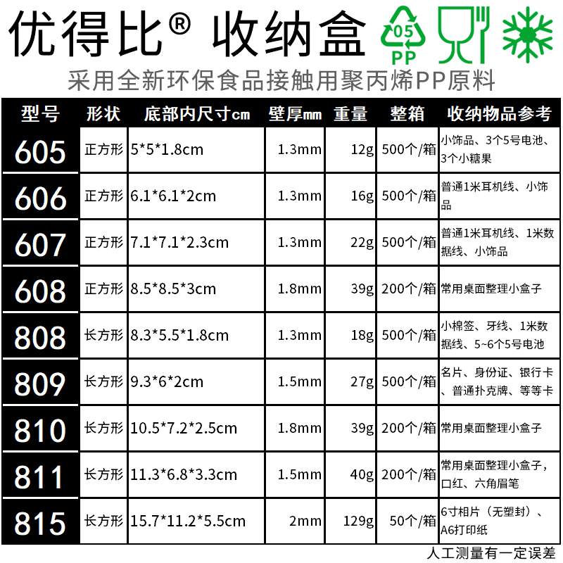 迷你方形子塑料零件收纳盒样品便携翻盖塑胶带小号透明储物盒元件