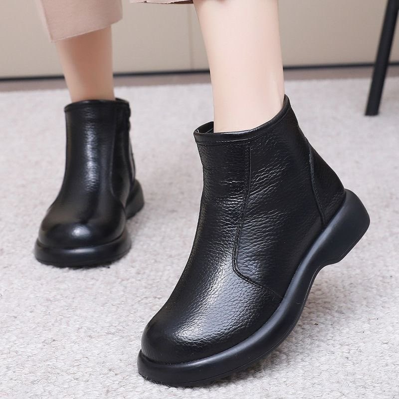 2025新款头层牛皮秋冬季低跟马丁靴复古女鞋真皮靴子女短靴圆