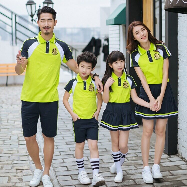 2026新款亲子装夏装短袖幼儿园服校服英伦运动套装一家三口家庭装