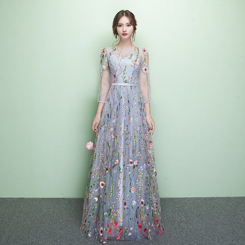 2025新款仙气晚礼服长款修身宴会伴娘服连衣裙女洋装小礼服仙
