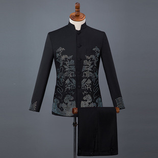 2026新款中山装套装男青年主持人中式民族服装舞台演出服中华