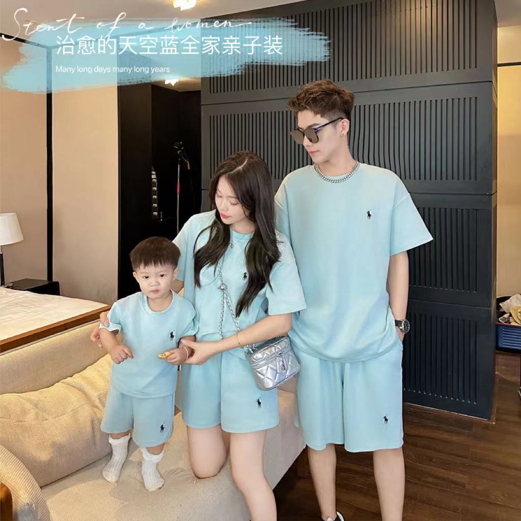 2026新款亲子装休闲套装母子母女一家三口夏装短袖T恤小学幼儿园