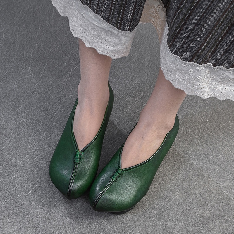 2025新款杰骤秋季尖头新中式复古粗跟女单鞋套筒百搭时尚纯色