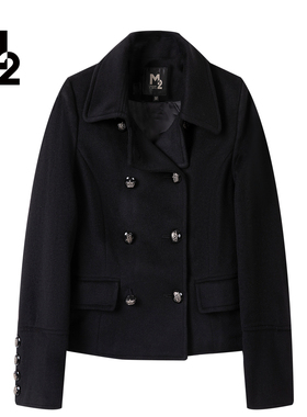 M2折扣店秋冬新款宽松大码显瘦中年妈妈时尚短款毛呢外套