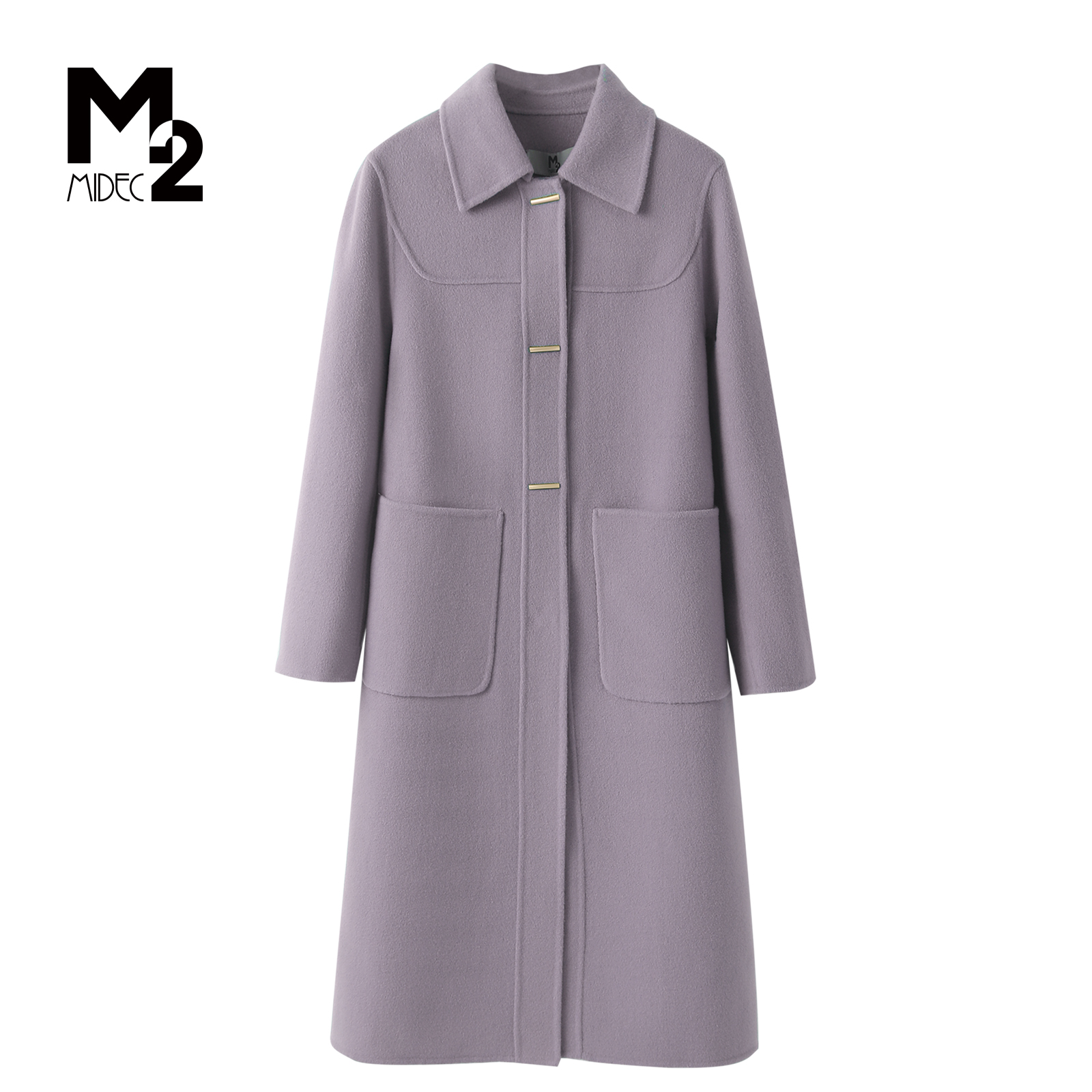 M2折扣店长款大码妈妈双面呢大衣