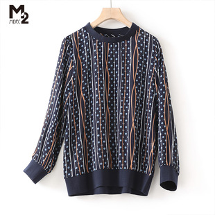 春秋新款 T恤上衣雪纺衫 时尚 妈妈长袖 洋气显瘦大码 M2折扣店女装