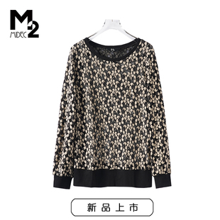 圆领长袖 休闲时尚 T恤 春秋宽松大码 m2折扣店女装