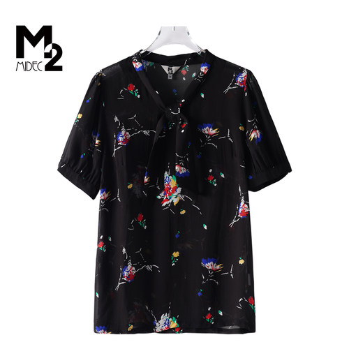 M2折扣店夏季妈妈短袖雪纺衫