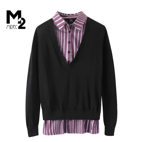 M2折扣店春秋大码假两件羊毛衫