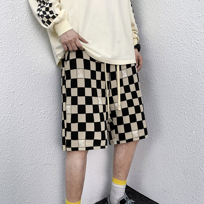 棋盘格休闲短裤男夏季运动ins潮流高街五分裤411-1-K228-p40,男装休闲裤,星座410-2