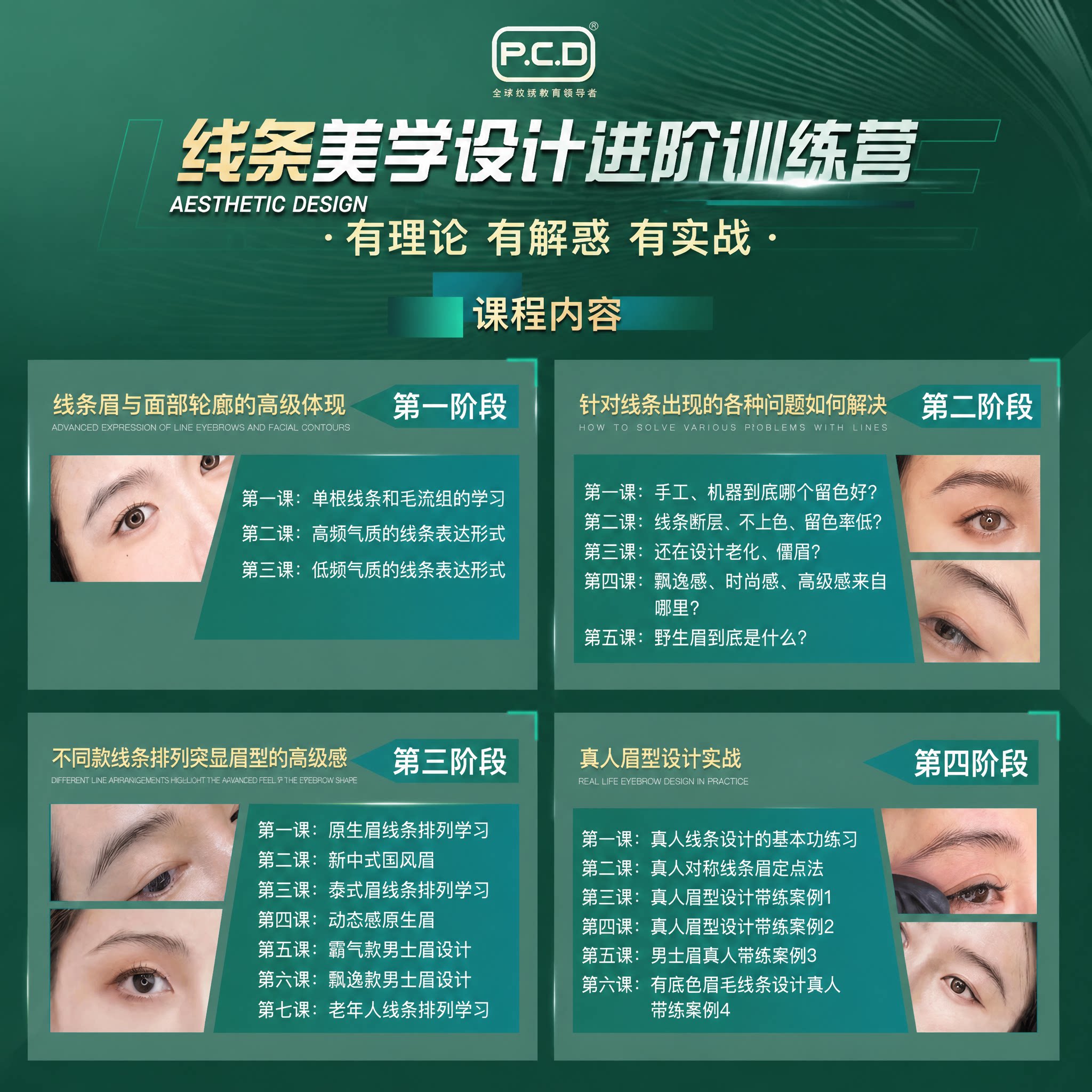 PCD丨线条眉学设计丨雾眉研修班丨美唇高级训练营