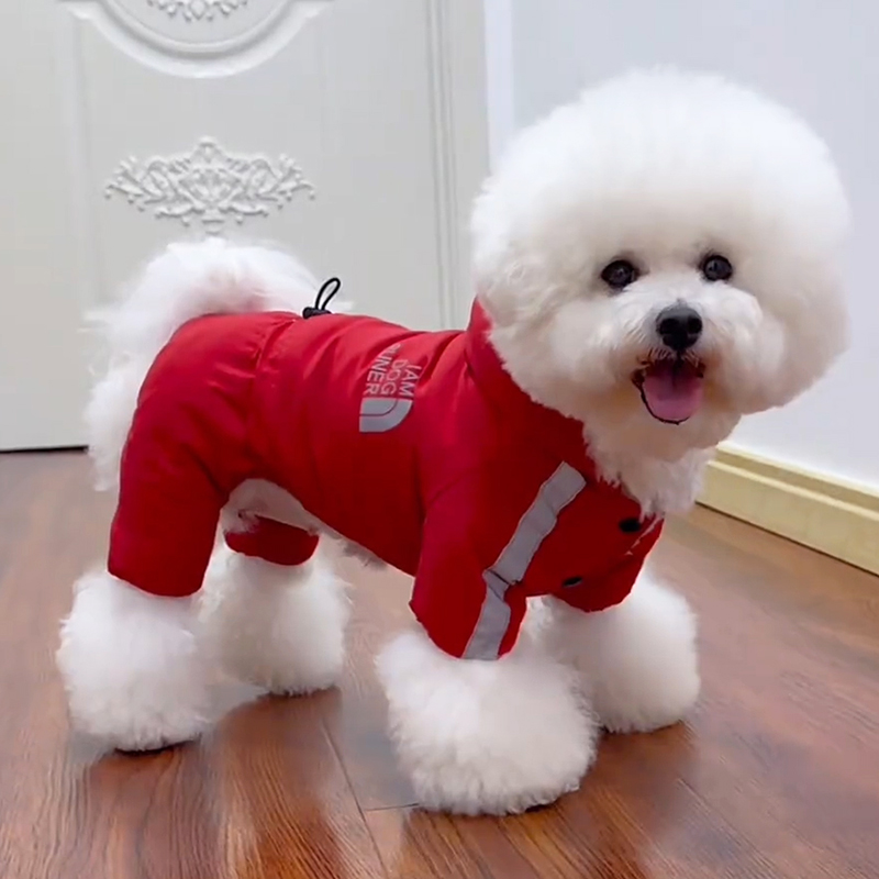 小狗狗衣服秋冬款四脚连帽冲锋衣小型犬泰迪比熊加厚冬季保暖棉衣