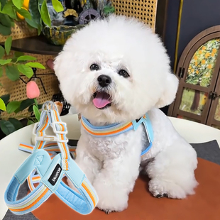 背心式狗狗牵引绳小型犬泰迪比熊专用可调节胸背带遛狗链子狗脖套