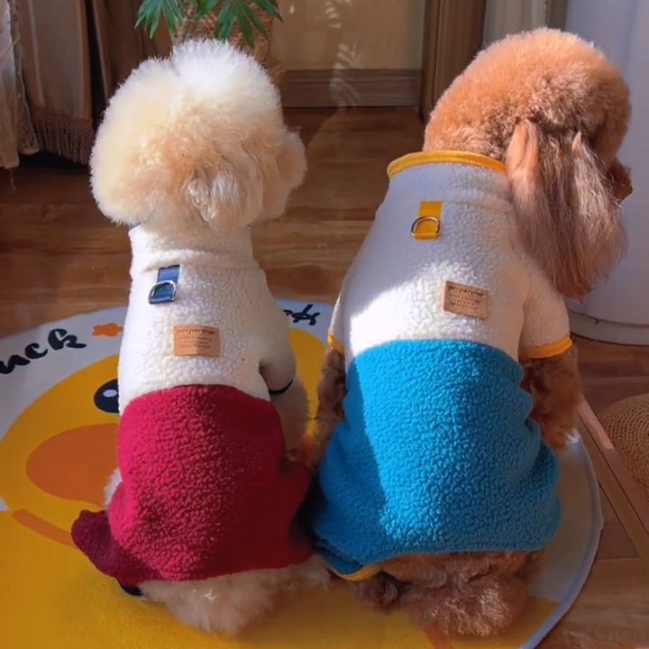 2025新款狗狗衣服春秋款小型犬比熊泰迪秋冬季可牵引羊羔绒四脚衣