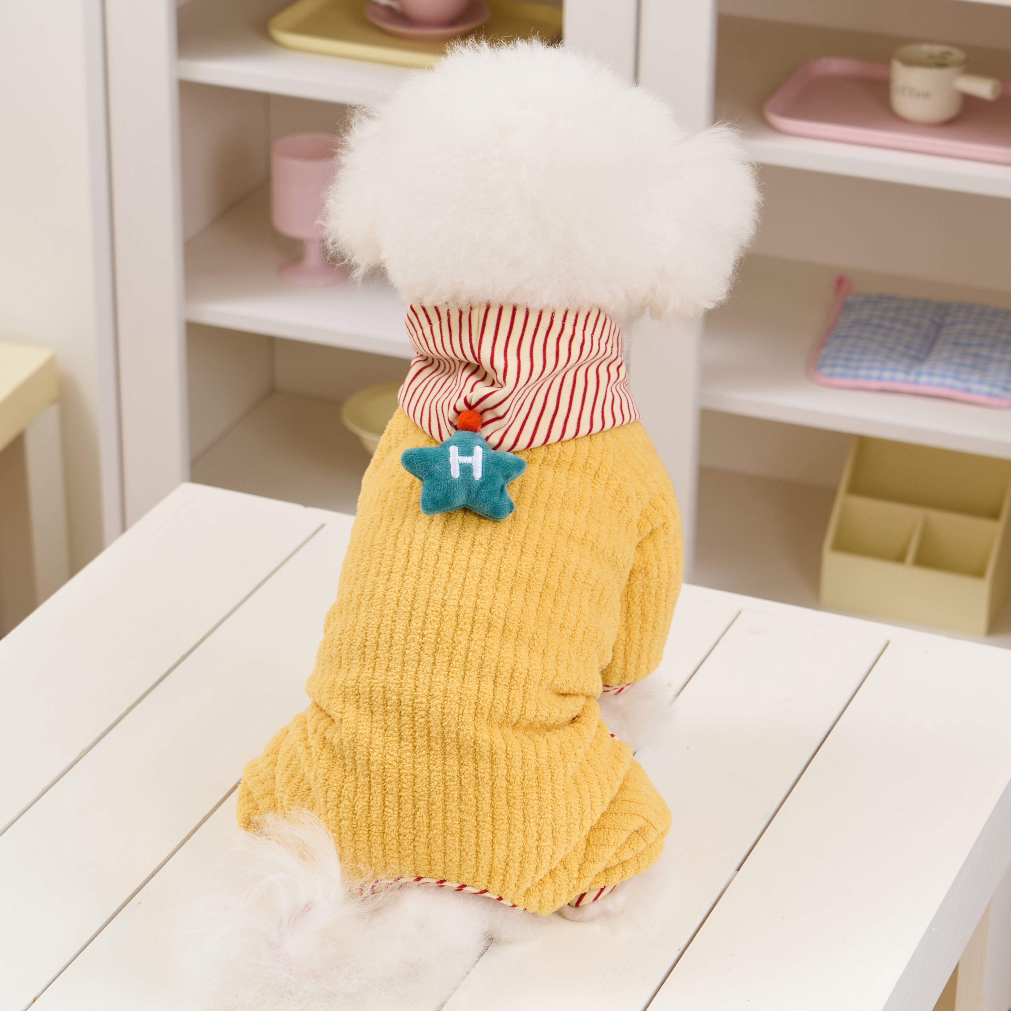 2025新款可牵引狗狗衣服秋冬款小型犬比熊泰迪雪纳瑞四脚连帽卫衣
