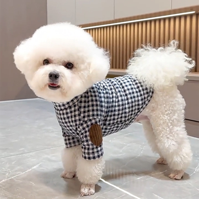 2025新款狗狗衣服春秋款格子衬衫小型犬比熊泰迪博美可牵引打底衫