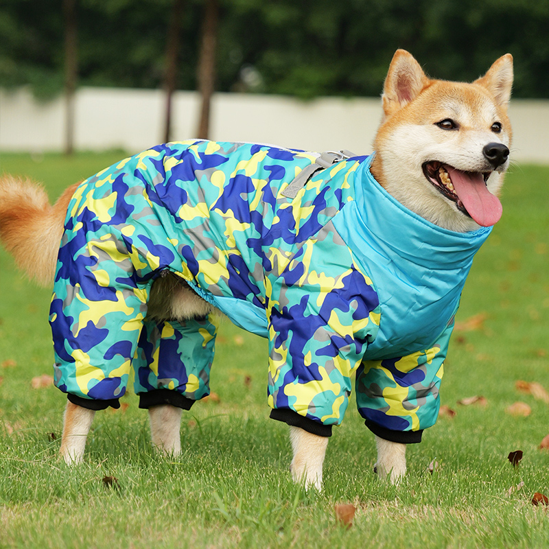 狗牵引衣服柴犬专用加绒四脚棉衣