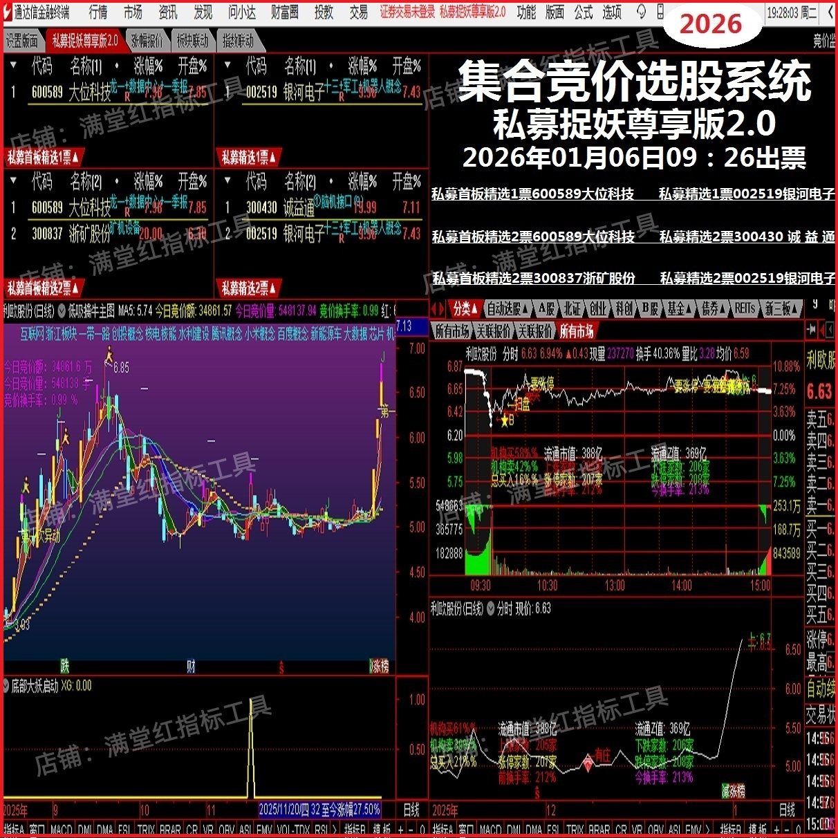 2026私募抓妖2.0集合竞价抓涨停热点板块打板技术强势选股系统
