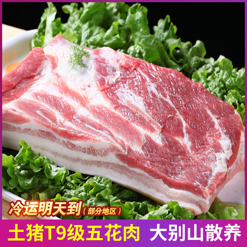金蝉土猪五花肉 散养猪 土猪肉新鲜冷冻农家散养猪肉新鲜烧烤食材