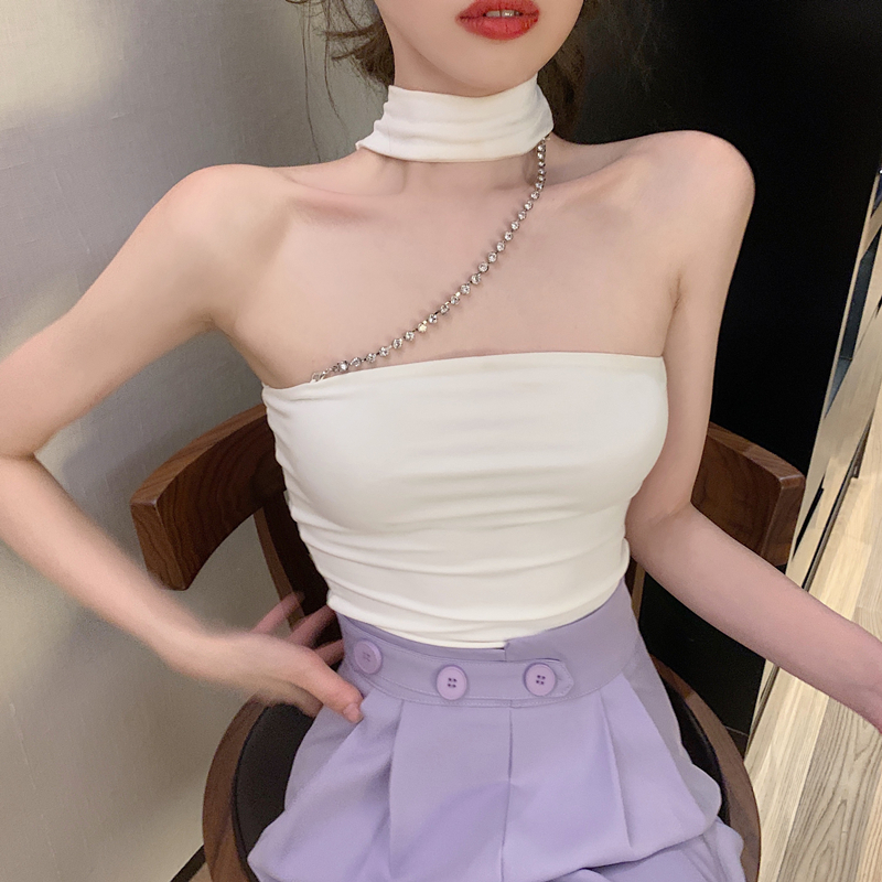 性感纯欲风辣妹挂脖外穿吊带背心女夏2021年新款抹胸