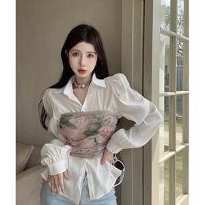 法式气质白色衬衫女早春秋高级设计感小众抹胸内搭外穿上衣两件套