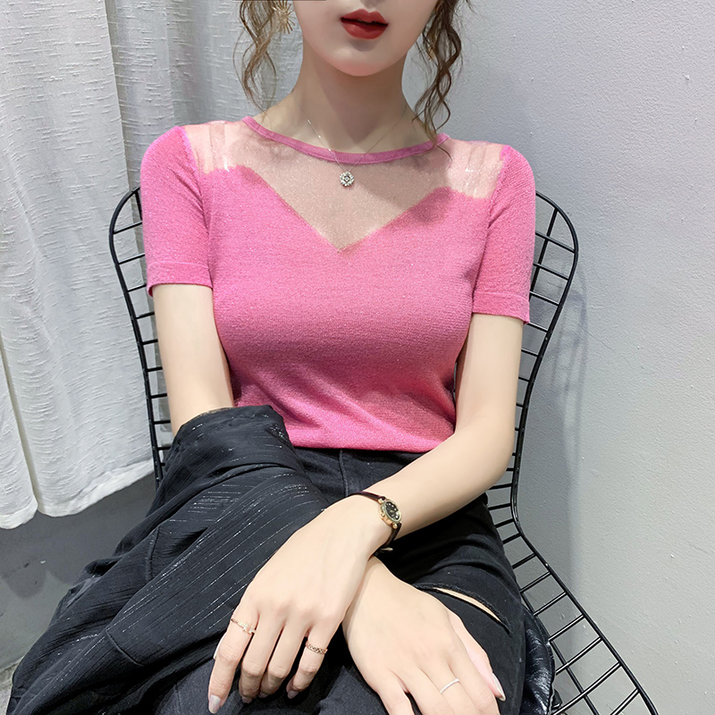 2022夏季新款网红ins超火薄款冰丝针织衫露肩半袖上衣短袖t恤女潮在类目 女装/女士精品, 派克服中 - 来自Buy2taobao.com提供专业的淘宝代购服务