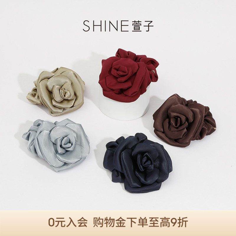 SHINE萱子饰品小花苞系列甜美发圈复古缎面花朵发绳约会穿搭