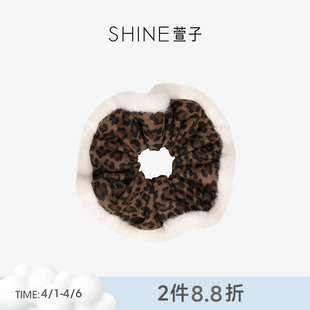 SHINE萱子饰品豹富女孩系列甜美时髦毛绒发圈复古豹纹