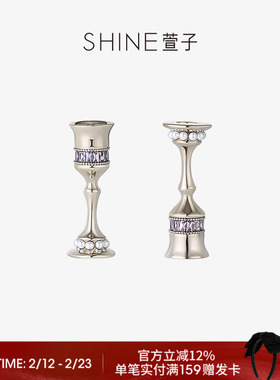 SHINE萱子饰品微醺暮光系列酒杯紫色珍珠耳环