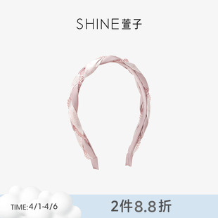 SHINE萱子饰品海棠系列珍珠编织发箍粉白缎面甜美发卡早春配色