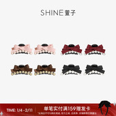 SHINE萱子饰品可爱蝴蝶结珍珠抓夹气质对夹后脑勺发夹新年配饰