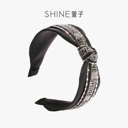 SHINE萱子饰品天生闪耀系列闪钻logo阵列扭结发卡高颅顶发箍